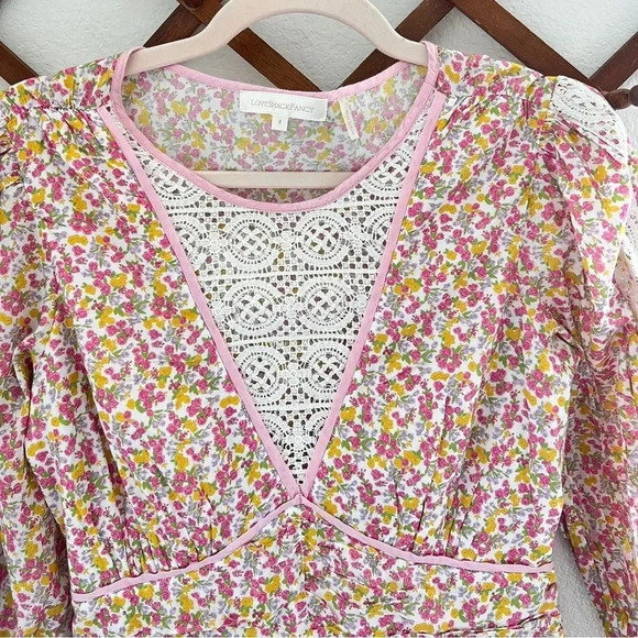 LoveShackFancy Pink Marquise Floral‎ Boho Mini Dress sz 4 - Picture 5 of 9